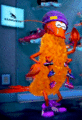 Crusty Sean waving at the player with two of his ten limbs