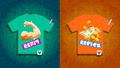 The Splatfest Tees, which seem to say "BEFIT" and "BERICH" in Inkling.