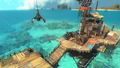 The mechanic's base, located over a reef