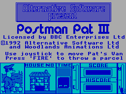 File:Postman Pat 3 To the Rescue title screen (ZX Spectrum).png