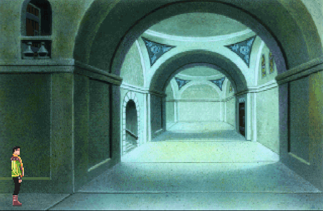 File:KQ6 Castle Basement Hallway with Stairs and Jollo's Door.png