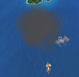 A storm and a naval battle on the world map