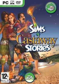 Box artwork for The Sims: Castaway Stories.