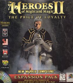 Box artwork for Heroes of Might and Magic II: The Price of Loyalty.