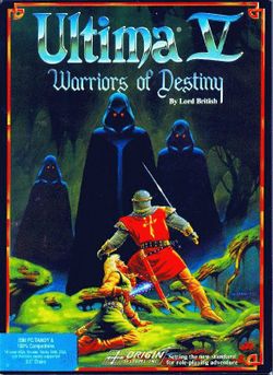 Box artwork for Ultima V: Warriors of Destiny.