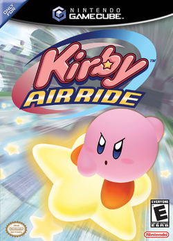 Box artwork for Kirby Air Ride.