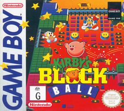Box artwork for Kirby's Block Ball.