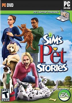 Box artwork for The Sims: Pet Stories.
