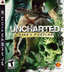 Box artwork for Uncharted: Drake's Fortune.