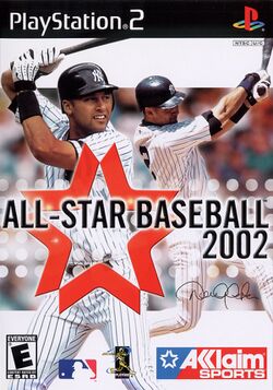 Box artwork for All-Star Baseball 2002.