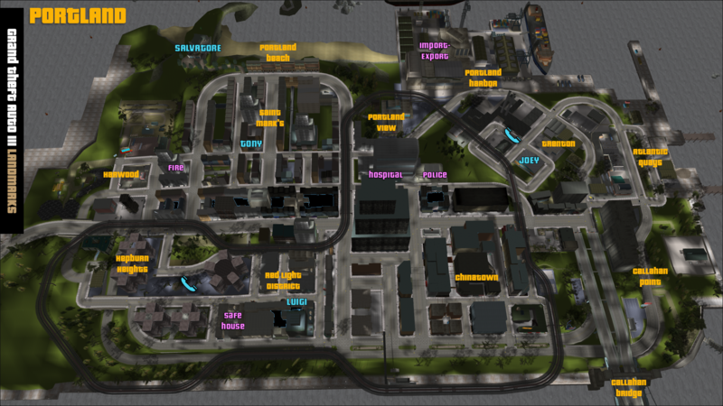 Grand Theft Auto III Map of Portland Island - iGrandTheftAuto