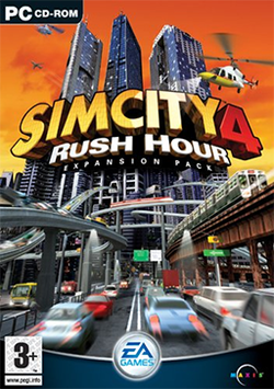 Box artwork for SimCity 4: Rush Hour.
