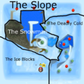A map of Snowman's Land, with all the red coin locations marked out.