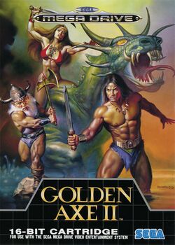 Box artwork for Golden Axe II.