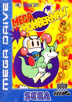 Box artwork for Mega Bomberman.