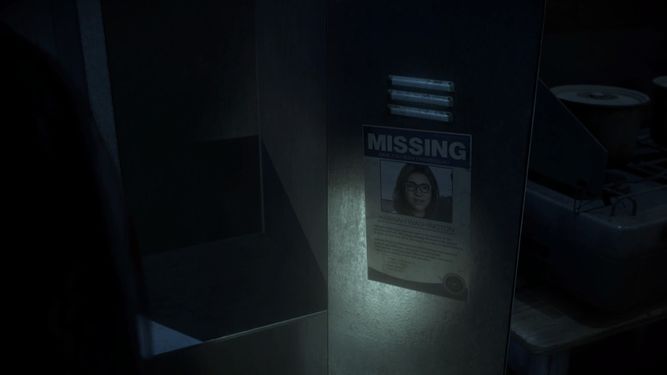 The first clue in the tower is a missing poster inside a locker.