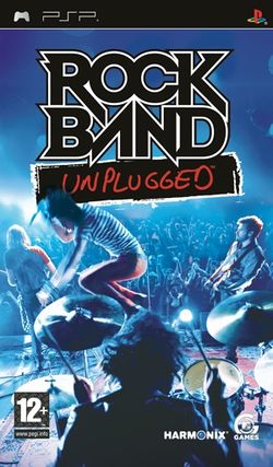 Box artwork for Rock Band: Unplugged.