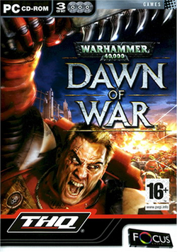 Box artwork for Warhammer 40,000: Dawn of War.