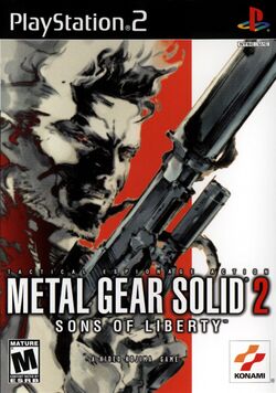 Box artwork for Metal Gear Solid 2: Sons of Liberty.