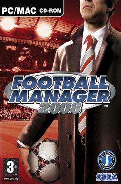 Box artwork for Football Manager 2008.