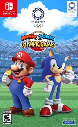 Box artwork for Mario & Sonic at the Olympic Games Tokyo 2020.