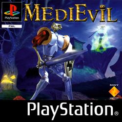 Box artwork for MediEvil.