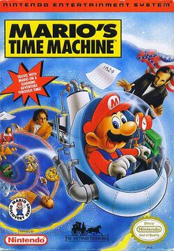Box artwork for Mario's Time Machine (NES).