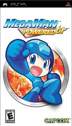 Box artwork for Mega Man Powered up.