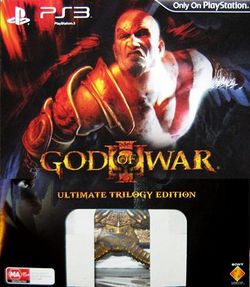 Box artwork for God of War III Ultimate Trilogy Edition.