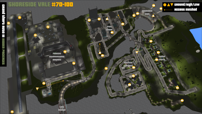 Grand Theft Auto III Hidden Packages Map: Staunton Island Map for