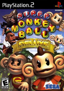 Box artwork for Super Monkey Ball Deluxe.