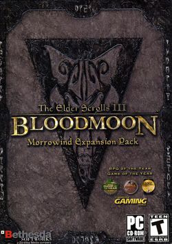 Box artwork for The Elder Scrolls III: Bloodmoon.