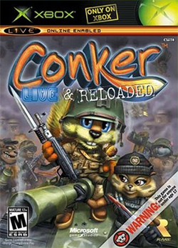 Box artwork for Conker: Live & Reloaded.