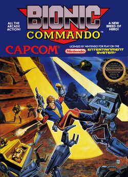 Box artwork for Bionic Commando.