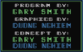 Game credits (C64 graphics)
