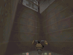 Combat Suit at the bottom of the elevator shaft.