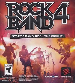 Box artwork for Rock Band 4.