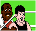 Little Mac in his corner with his trainer.