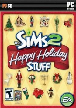 Box artwork for The Sims 2: Happy Holiday Stuff.