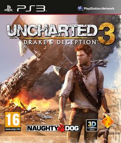 Box artwork for Uncharted 3: Drake's Deception.