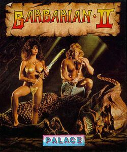 Box artwork for Barbarian II: Axe of Rage.
