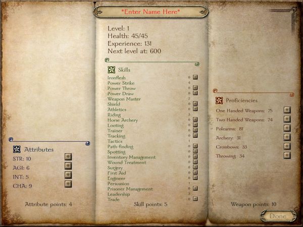 Mount&Blade/Character creation — StrategyWiki | Strategy guide and game ...