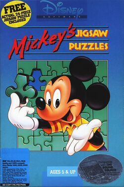Box artwork for Mickey's Jigsaw Puzzles.