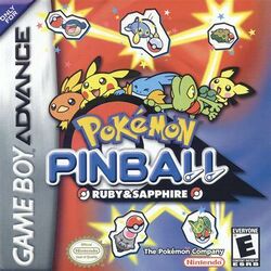 Box artwork for Pokémon Pinball: Ruby & Sapphire.