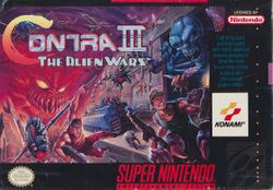 Box artwork for Contra III: The Alien Wars.