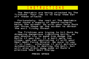 Weetabix Versus The Titchies instruction screen (BBC Micro).png