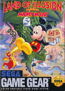 Box artwork for Land of Illusion Starring Mickey Mouse.