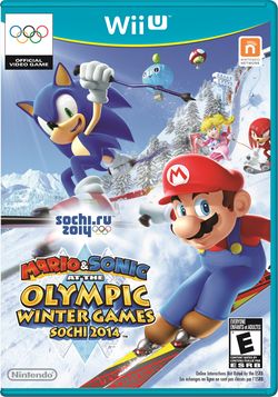 Box artwork for Mario & Sonic at the Sochi 2014 Olympic Winter Games.