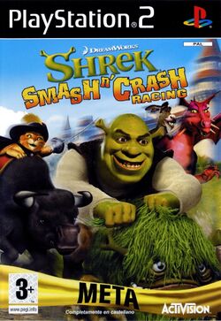 Box artwork for Shrek Smash n' Crash Racing.