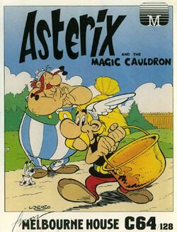 Box artwork for Asterix and the Magic Cauldron.